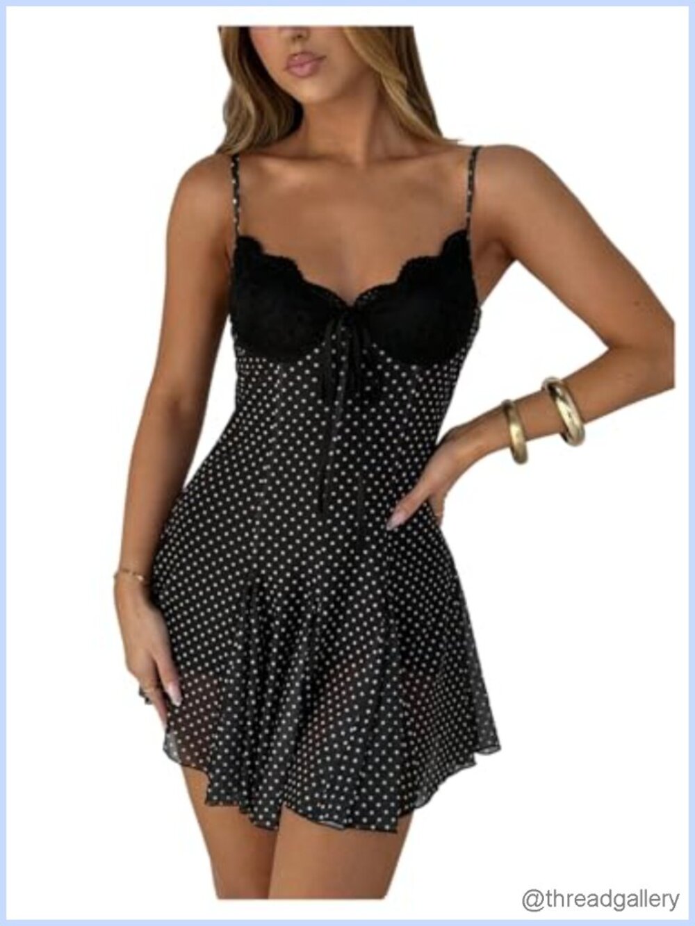 Women's Polka Dots Mini Dress Sleeveless V-Neck A-Line Casual Summer